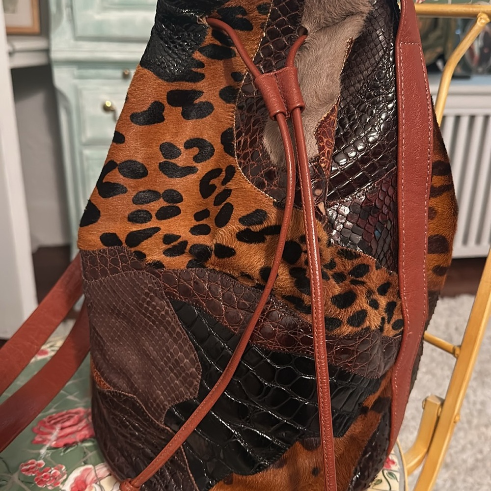 Vintage NWOT Carlos Falchi Patchwork Leather Long Shoulder bag - Picture 4 of 10